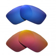 Walleva Fire Red + Ice Blue Polarized Replacement Lenses for Oakley TwoFace (OO9189 Series) Sunglasses